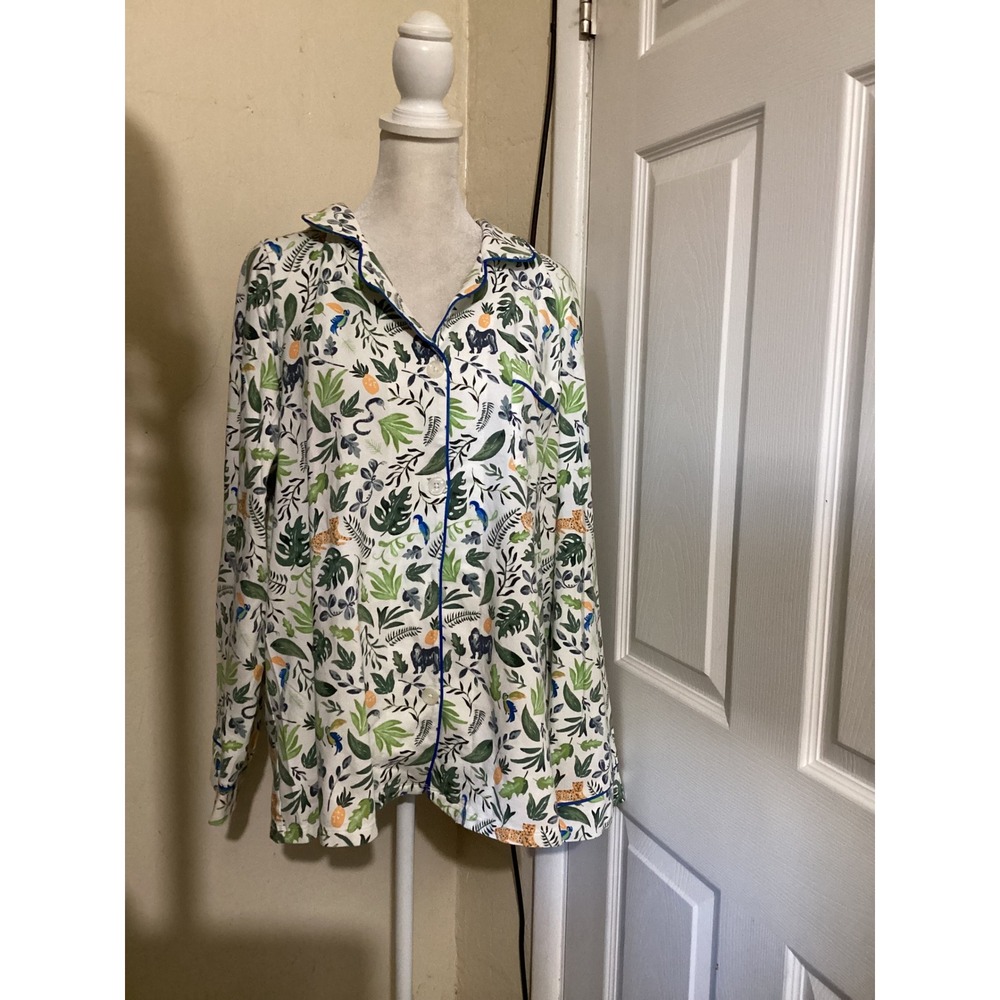 BedHead Pajamas Womens Large Tropical Jungle Print Cotton Sleep Shirt Top L